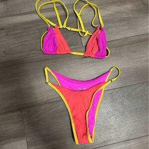 One one Vibrant Pink and Orange Bikini Set